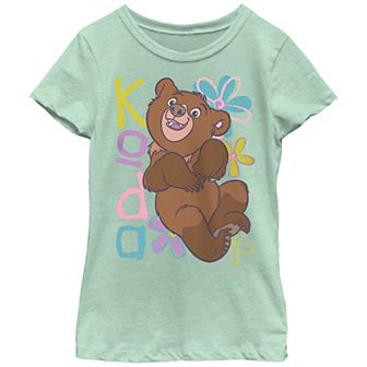 Girls Brother Bear Koda Happy Flowers Background Graphic Tee