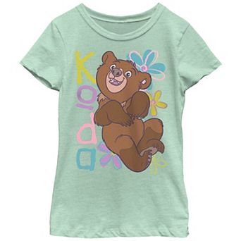 Girls Brother Bear Koda Happy Flowers Background Graphic Tee