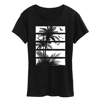 Women's Palm Tree Silhouette Panels Graphic Tee