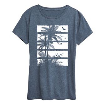 Women's Palm Tree Silhouette Panels Graphic Tee