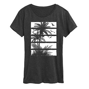 Women's Palm Tree Silhouette Panels Graphic Tee