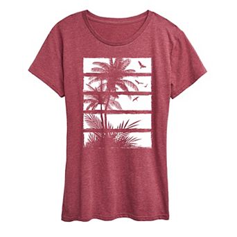 Women's Palm Tree Silhouette Panels Graphic Tee