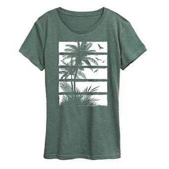 Women's Palm Tree Silhouette Panels Graphic Tee