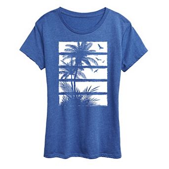Women's Palm Tree Silhouette Panels Graphic Tee