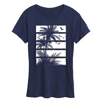 Women's Palm Tree Silhouette Panels Graphic Tee