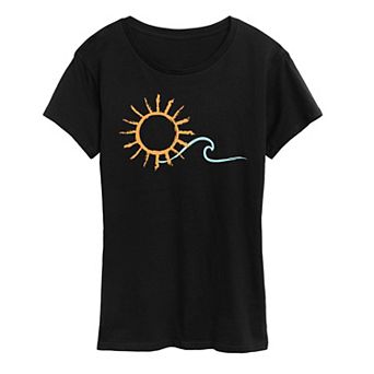 Women's Brushstroke Sun And Wave Graphic Tee