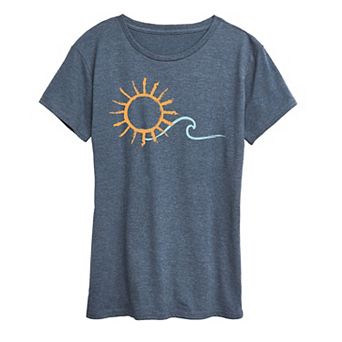 Women's Brushstroke Sun And Wave Graphic Tee