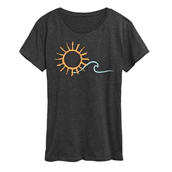 Women's Brushstroke Sun And Wave Graphic Tee