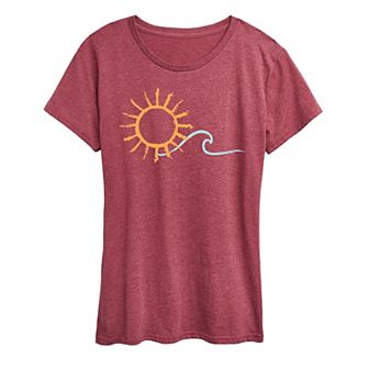 Women's Brushstroke Sun And Wave Graphic Tee