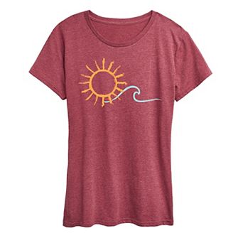 Women's Brushstroke Sun And Wave Graphic Tee