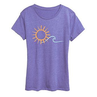 Women's Brushstroke Sun And Wave Graphic Tee