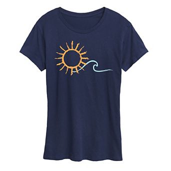 Women's Brushstroke Sun And Wave Graphic Tee