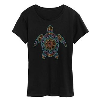 Women's Rainbow Decorative Sea Turtle Graphic Tee
