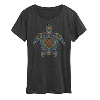 Women's Rainbow Decorative Sea Turtle Graphic Tee