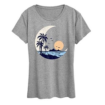 Women's Moon Beach Scene Graphic Tee