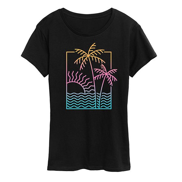 Women's Line Drawing Sunset Graphic Tee