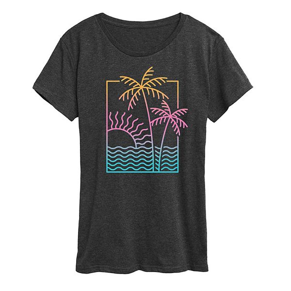 Women's Line Drawing Sunset Graphic Tee