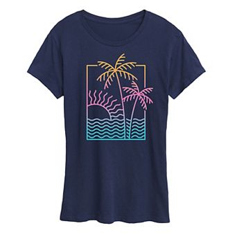Women's Line Drawing Sunset Graphic Tee