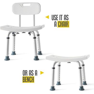 Shower Chair With 8 Adjustable Heights Portable With Back Scrubber & Additional Sponge