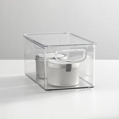 mDesign Plastic Deep Kitchen Storage Bin Box with Lid/Handles, 8 Pack, Clear