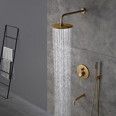 10" Round Luxury Shower System Handheld Spray & Bathtub Spout, Chrome