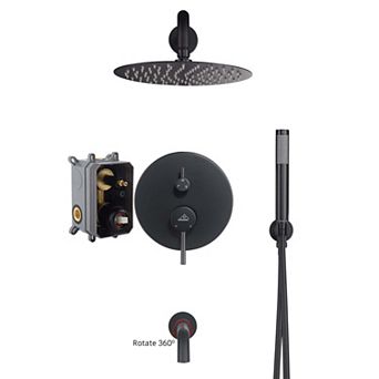 10" Round Luxury Shower System Handheld Spray & Bathtub Spout, Chrome