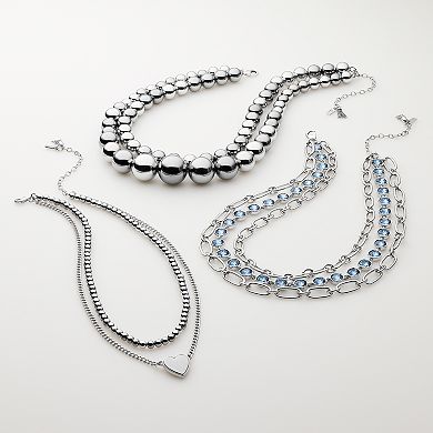 Simply Vera Vera Wang Silver Tone Graduated Bead Double Strand Necklace