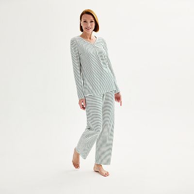 Women s Croft Barrow Long Sleeve Pajama Top Pajama Pants Sleep Set