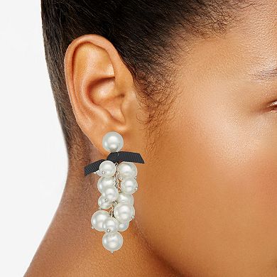 Simply Vera Vera Wang Silver Tone Simulated Pearl Ribbon Shaky Drop Earrings