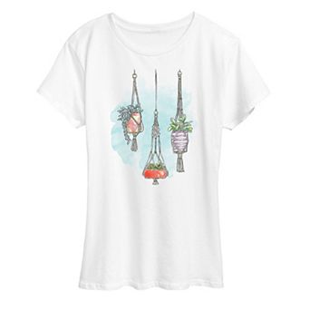 Women's Watercolor Macrame Planters Graphic Tee