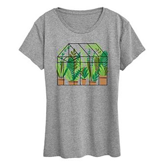 Women's Greenhouse With Plants Graphic Tee