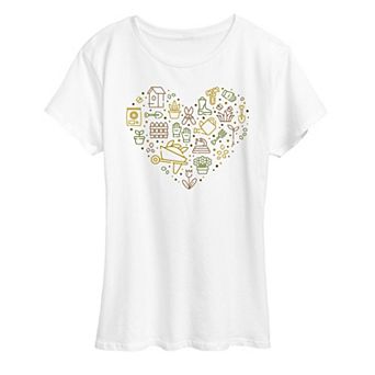 Women's Gardening Supplies Heart Graphic Tee