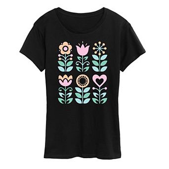 Women's Scandinavian Flowers Oversized Tee