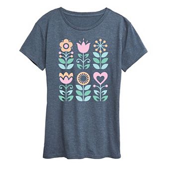 Women's Scandinavian Flowers Oversized Tee