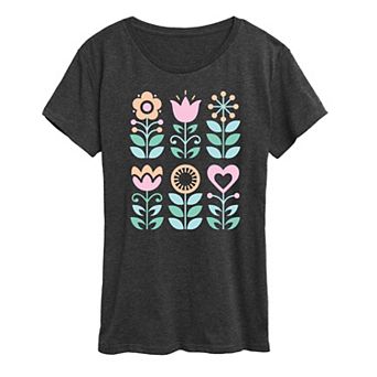 Women's Scandinavian Flowers Oversized Tee
