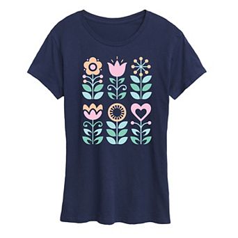 Women's Scandinavian Flowers Oversized Tee