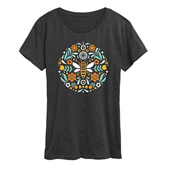 Women's Scandinavian Bee Circular Design Graphic Tee