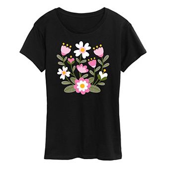 Women's Scandinavian Flower Cluster Oversized Tee