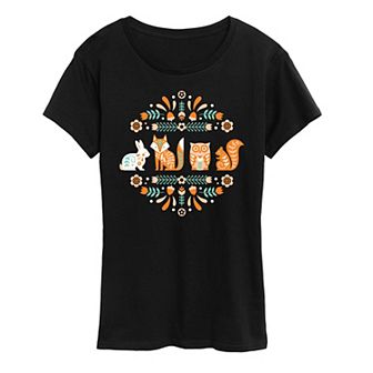 Women's Scandinavian Woodland Creatures Graphic Tee