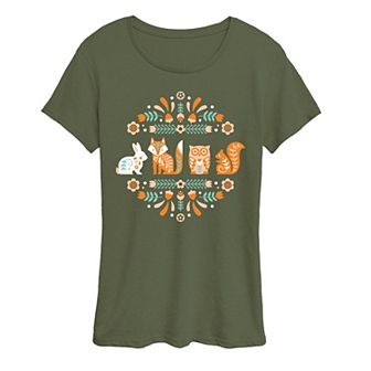 Women's Scandinavian Woodland Creatures Graphic Tee
