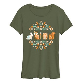 Women's Scandinavian Woodland Creatures Graphic Tee