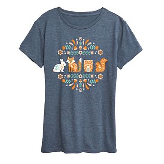Women's Scandinavian Woodland Creatures Graphic Tee
