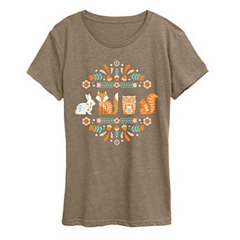 Women's Scandinavian Woodland Creatures Graphic Tee