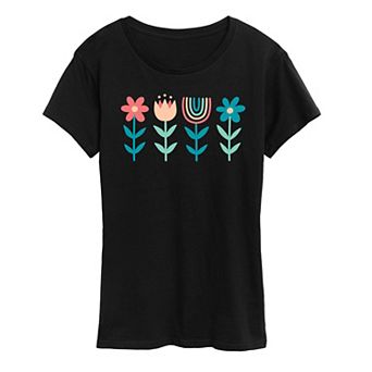 Women's Scandinavian Boho Flowers Graphic Tee