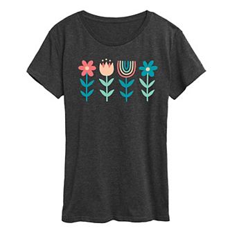 Women's Scandinavian Boho Flowers Graphic Tee