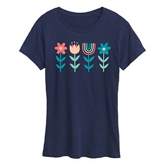 Women's Scandinavian Boho Flowers Graphic Tee