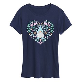 Women's Scandinavian Gnome Heart Graphic Tee