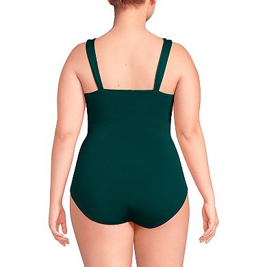 Plus Size Lands' End SlenderSuit Grecian Tummy Control Chlorine Resistant One Piece Swimsuit