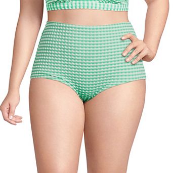 Plus Size Lands' End Tummy Control Gingham Tugless High Waisted Bikini Bottoms