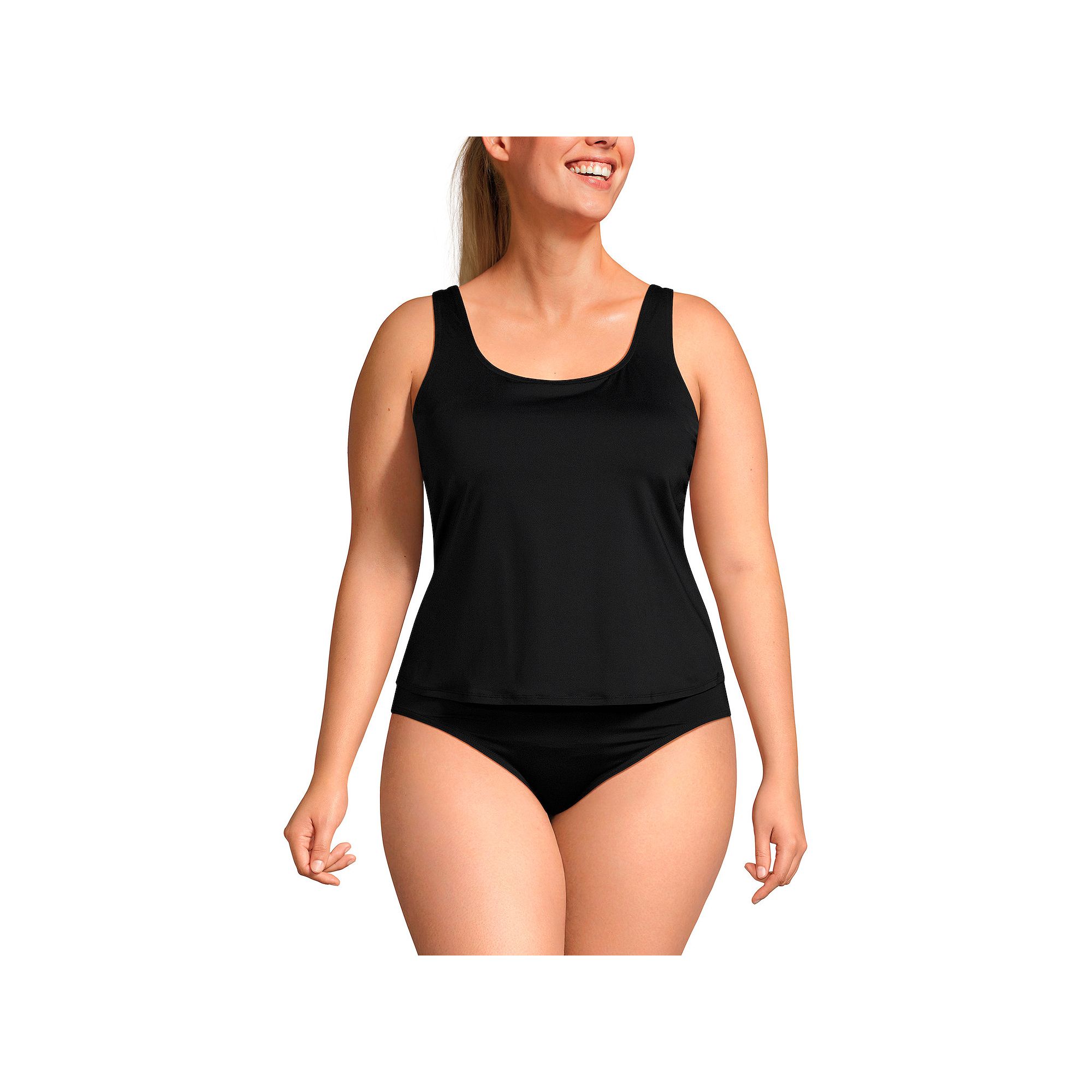 Plus Size Lands End Chlorine-Resistant 1-Piece Fauxkini Swimsuit, Womens,